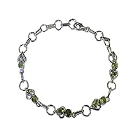 Genuine Green Peridot Relationship Bracelets Silver Link August Birthstone L 6.5 to 8 Inch