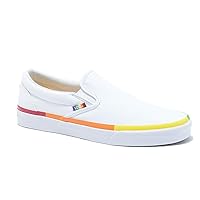 Vans Unisex Slip-On Rainbow Foxing Skate Shoes White Canvas Fashion Sneaker