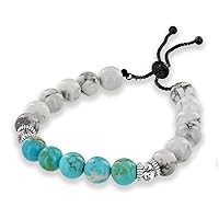 Believe London® Howlite & Turquoise Stone Bracelet in Gift Box | Strong Elastic | Healing Men Women Luxury Stretch Precious Natural Crystal Stones Healing Gemstone Therapy Yoga Mala Bangle