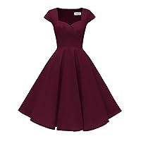 Hanpceirs Women's Cap Sleeve 1950s Retro Vintage Cocktail Swing Dresses with Pocket
