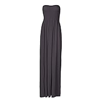 Forever Women's Plain Boobtube Elasticated Sheering Bandeau Maxi Dress (M/L = 10/12, Slate Grey)