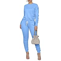 TOPONSKY Womens 2 Piece Tracksuit Long Sleeve Warm Up Outfit Patchwork Pants Set