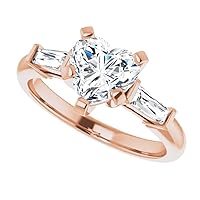 18K Solid Rose Gold Handmade Engagement Ring 1.00 CT Heart Cut Moissanite Diamond Solitaire Wedding/Bridal Ring for Women/Her Best Rings