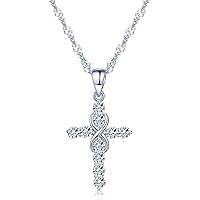 Infinite U Women's Girl's Necklace, Classic Cross Infinity Symbol Pendant, 925 Sterling Silver Necklace inlaid with zircon, Christmas birthday gift