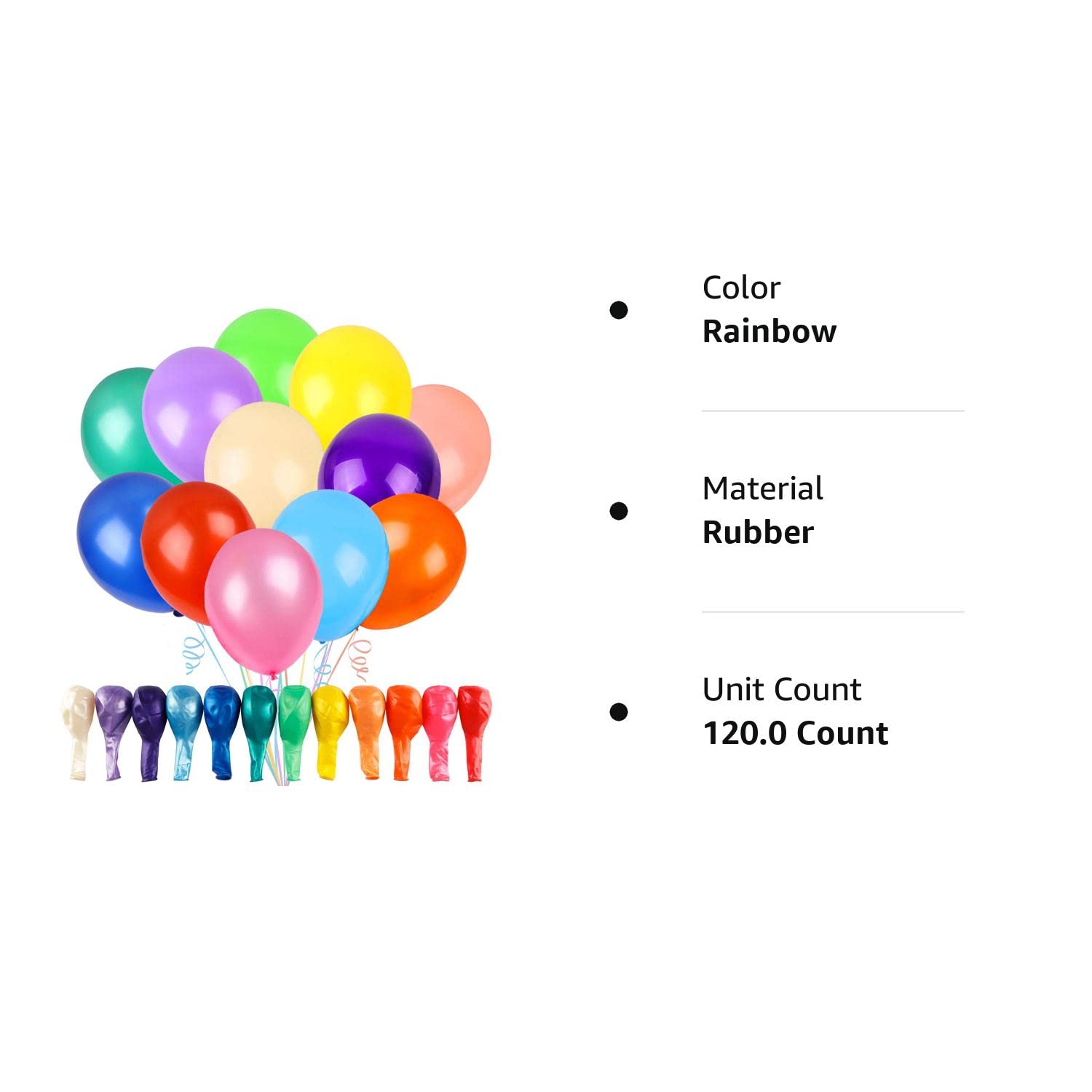 RUBFAC 120 Balloons Assorted Color 12 Inches Rainbow Latex Balloons, 12 Bright Color Party Balloons for Birthday Baby Shower Wedding Party Supplies Arch Garland Decoration
