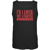 Valentines Day Lover Not A Fighter Black Adult Tank Top - X-Large