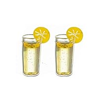 Melody Jane Dolls Houses 2 Glasses of Lemonade with Slice of Lemon Dining Room Bar Accessory