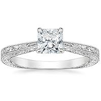 1 CT Radiant Cut Colorless Moissanite Engagement Ring, Wedding/Bridal Ring Set, Solitaire Halo Style, Solid Sterling Silver Vintge Antique Anniversary Promise Rings Gift for Her