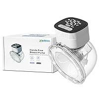 Wearable Breast Pump, Portable LED Electric Breast Pump, Adjustable 4 Modes & 9 Level Travel Breast Milk Pump for Home Hand-Free, Quiet Breastfeeding Pump, Continuous Use 2-3 Hours - White