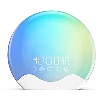Light Therapy Lamp, Sunlight Alarm Clock with 10,000 Lux Therapy Light, Wake Up Light with 20 Brightness & 4 Color Temperature, Dual Alarms & Snooze,11 Atmosphere Lighs and Sleep Aid