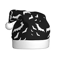 Mqgmzhalloween Flying Bats Print Unisex Christmas Hat Elf Hats Santa Hat Adults Xmas Hat For Xmas Gifts Decorations