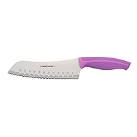 Farberware Precise Slice Serrated Santoku Knife, 7 Inch, Purple