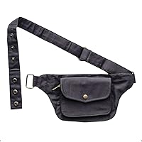 Canvas Pocket Belt | 2 pocket Utility Belt Fashion | travel belt, festival belt, cotton hip bag, belt bag, party purse, fanny pack, Grey, One Size
