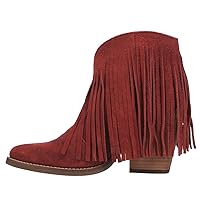 Dingo Womens Tangles Fringe Embroidery Pointed Toe Pull On Casual Boots Ankle High Heel 3