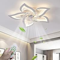 XinZe LED Petals Ceiling Fans with Lighting Modern Dimmable Remote Control Fan Ceiling Light Bedroom Quiet Fan Ceiling Lamp Living Room Invisible Fan Ceiling Light Dining Room
