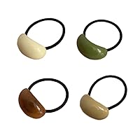 4Pcs Geometric Oval Hair Scrunchies Acrylic Cuff Hair Ties Elastics Ponytail Holders Hair Bands Ropes for Women Girls