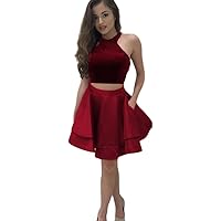Women's Short Mini Two Pieces Homecoming Prom Party Gowns BacklessJ285