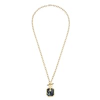 Jewels by Leonardo Lira Necklace Stainless Steel 1 Piece Gold-Coloured Link Chain with Toggle Clasp and Marble Pendant Anthracite, Women's Jewellery, 022172, Stainless Steel, No Gemstone