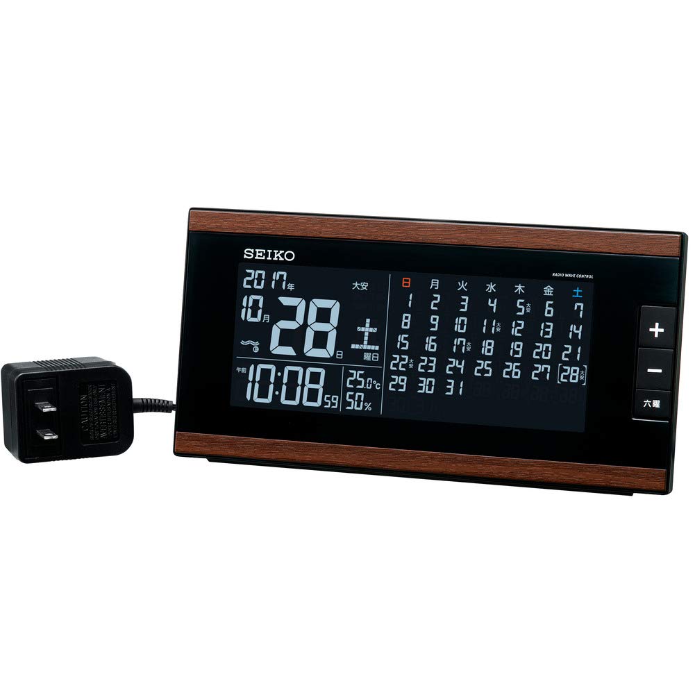 Mua Seiko clock alarm clock Atomic AC Operated Digital Monthly Calendar  Function Six 曜 Display Brown Wood Grain Pattern dl212b Seiko trên Amazon  Nhật chính hãng 2023 | Fado