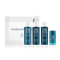 Oars + Alps Hair and Body Travel Kit for Men, Includes Sulfate Free Shampoo, Conditioner, Body Wash, Deodorant, and Reusable Pouch, TSA Friendly, 5 Items Total