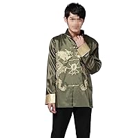 Men Embroidered Tops Chinese Traditional Phoenix Printed Tang Suit Clothing Long Sleeve Festival New Year Jacket