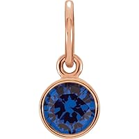 14k Rose Gold Simulated Blue Sapphire Posh Mommy Simulated Charm Pendant Necklace Jewelry Gifts for Women