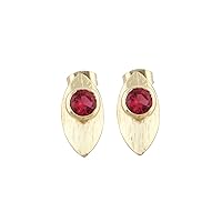 pink fuchsia Gold Plated Push Back Stud Components Faceted Cut Gemstone Earrings Collet Setting Round Gemstone Connector Earring Dangle Pairs