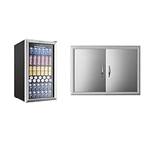EUHOMY 126-Can Beverage Refrigerator Bundle with VEVOR 19x28 Stainless Steel BBQ Access Doors