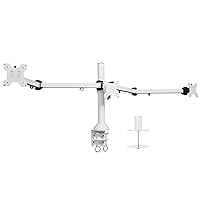 VIVO Triple 23 to 32 inch LED LCD Computer Monitor Desk Mount VESA Stand, Heavy Duty Fully Adjustable Tilt, Swivel, and Rotation, Fits 3 Screens, White, STAND-V103W