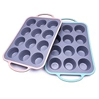 Two color non -sticky 12 -column cake mold baking round silicone cake mold baking dish oven equipment (2 pieces)