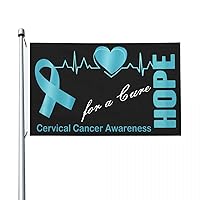 Hope for a Cure Cervical Cancer Awareness FLAG Double-Sided Printing-2x3 ft Vivid Color and UV Fade Resistant Wall Flags-Banners for Outdoor