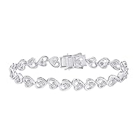 Dazzlingrock Collection Sterling Silver Womens Round Diamond Heart Tennis Bracelet 1/4 Cttw