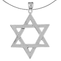 Gold Star Of David Necklace | 14K White Gold Star of David Pendant with 16