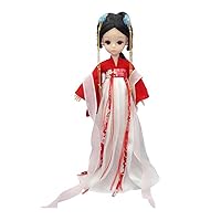 Cute Chinese Princess Ball Joints Doll Red Tang Dynasty Costume Doll Dress Up Toys Girls Gift, 12 inch Oriental Doll