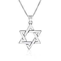 Large Star of David Necklace Pendant 925 Sterling Silver Jewish Jewelry for Men Women Religious