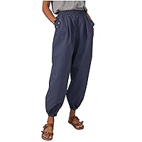 SNKSDGM Womens 2024 Summer Flowy Cotton Linen Palazzo Wide Leg Pants Beach High Waisted Pant Straight Trouser with Pocket