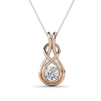 Round Diamond 1/2 ct Womens Solitaire Infinity Love Knot Pendant Necklace 16 Inches 14K Rose Gold Chain
