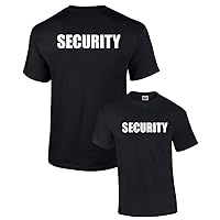 Security Short Sleeve T-Shirt Printed On Both Sides Police Patrol Mall Event Staff Uniform Concert Stadium Game-Black-S
