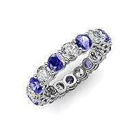 Tanzanite and Lab Grown Diamond 3 5/8 ctw Womens Eternity Ring Stackable 14K Gold