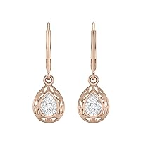 7x5 MM Pear Shape Moissanite Diamond 925 Sterling Silver Teardrop Filigree Design Dangle Earrings Jewelry