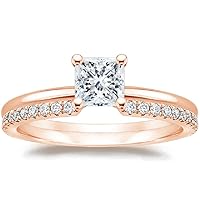 14kt Rose Gold Princess Halo Engagement Ring Moissanite 1 Carat, Ring Size 3-12
