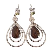 Ravishing Impressions Natural Red Flashy Ammolite Gemstone Stud Earring, Sterling Silver Women Earring, Handmade, Drop Earring, Jewellery for Mother,