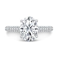 Shree Diamond 3.75 CT Oval Cut Solitaire Moissanite Engagement Ring, VVS1 4 Prong Irene Knife-Edge Silver Wedding Ring, Woman Gift Promise Gift