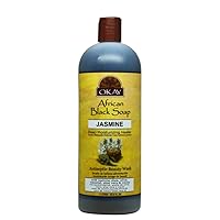 OKAY African Black Soap Liquid with Jasmine For Cleansing&Treating Skin Conditions Helps Achieve Beautiful,Healthier Looking Skin Sulfate,Silicone,Paraben Free For All Skin Types Made in USA 33oz