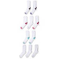 Fruit of the Loom Girls Cushioned Everyday Soft Crew Socks 13 Pair, L