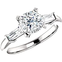 Moissanite Star Moissanite Ring Cushion 1.0 CT, Moissanite Engagement Ring/Moissanite Wedding Ring/Moissanite Bridal Ring Set, Sterling Silver Ring, Perfact Gift, Jewelry