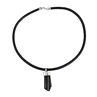 NOVICA Handmade Tourmaline Pendant Necklace Black with Leather Cord ..925 Sterling Silver Multicolor Brazil Modern Birthstone 'Sculpted Strength'