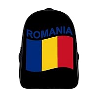 Flag of Romania 16 Inch Backpack Business Laptop Backpack Double Shoulder Backpack Carry on Backpack for Hiking Travel Work