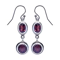 Handmade Fashion Drop Dangle 925 Sterling Silver Natural Mozambique Garnet Gemstone Earring for Women Unique Designer Modern Earring Jewelry January Birth Stone