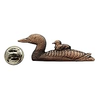 Loon With Baby Pin ~ Antiqued Copper ~ Lapel Pin - Antiqued Copper